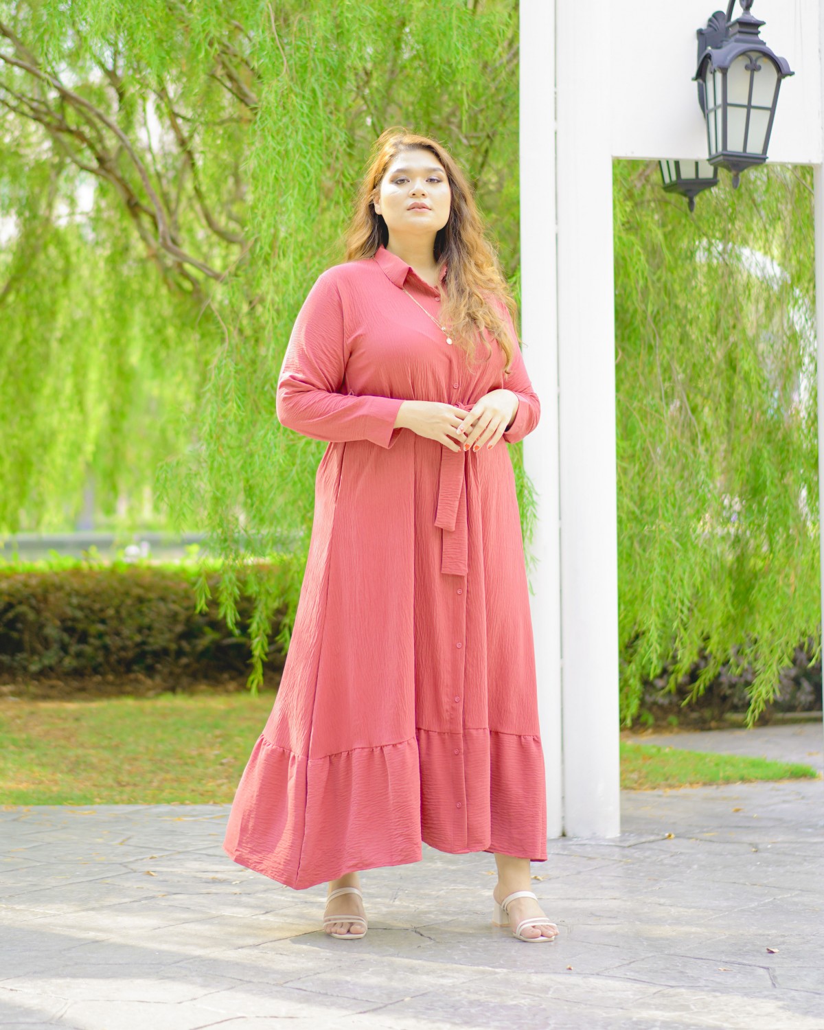 Mikayla Buttoned Dress (Cordovan Pink)